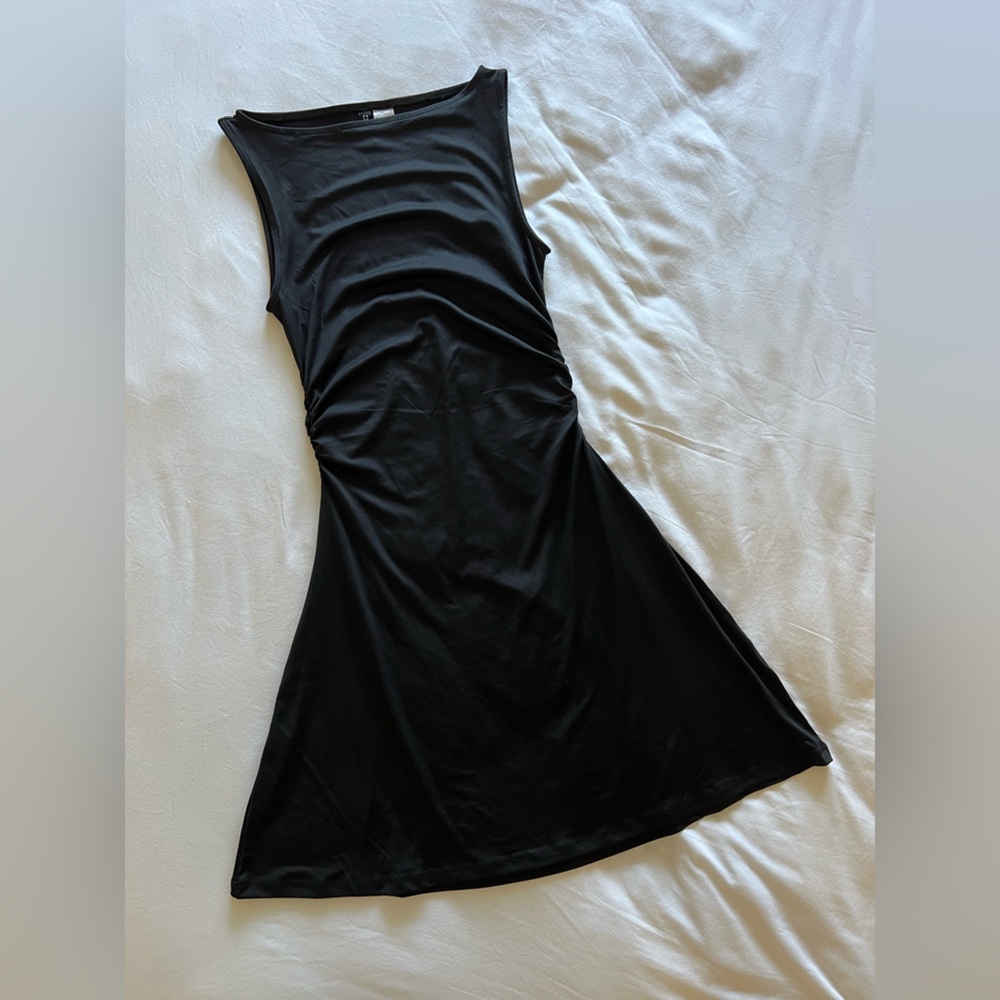 H&M Black Ruched Mini-dress